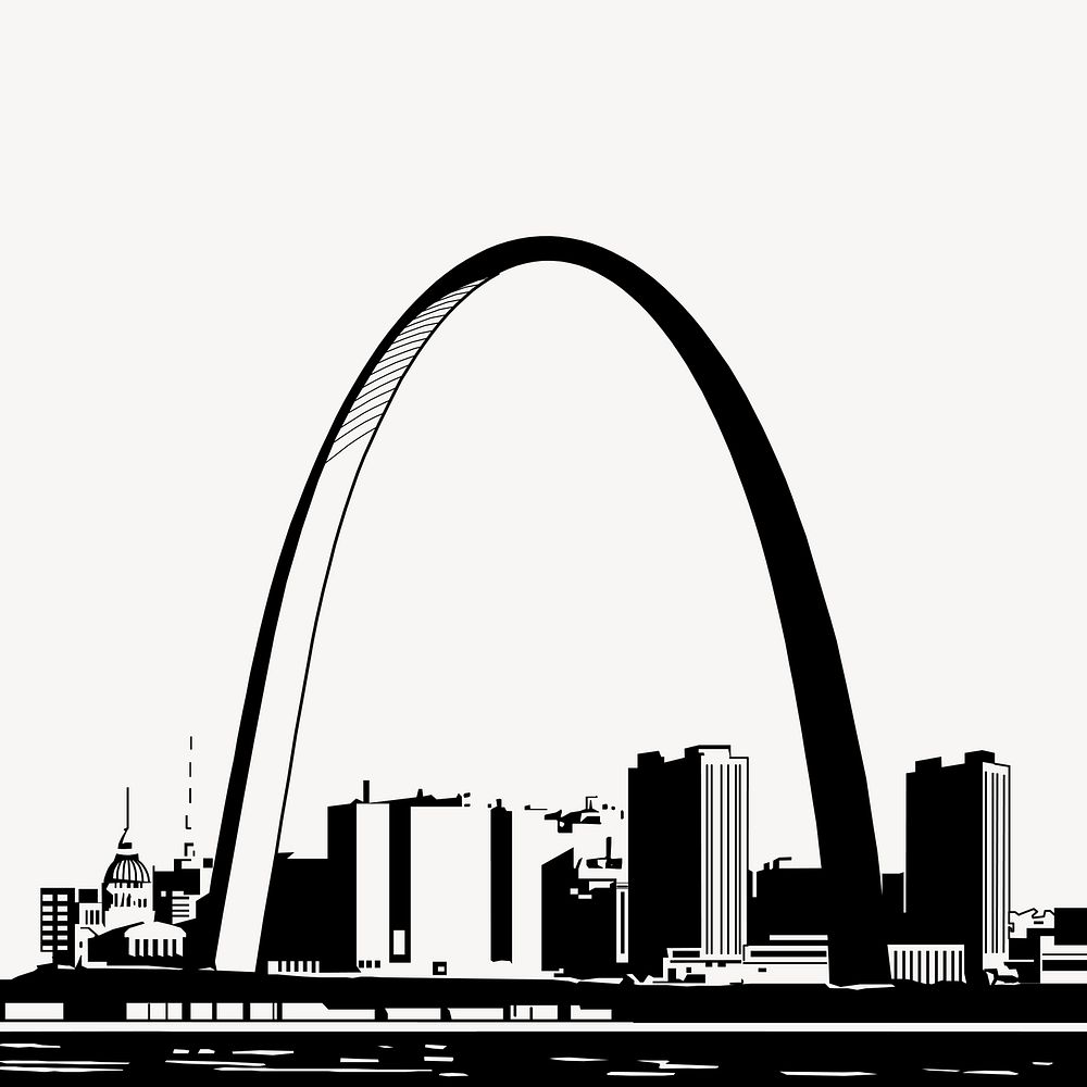 Gateway Arch clipart, silhouette American landmark illustration vector. Free public domain CC0 image.