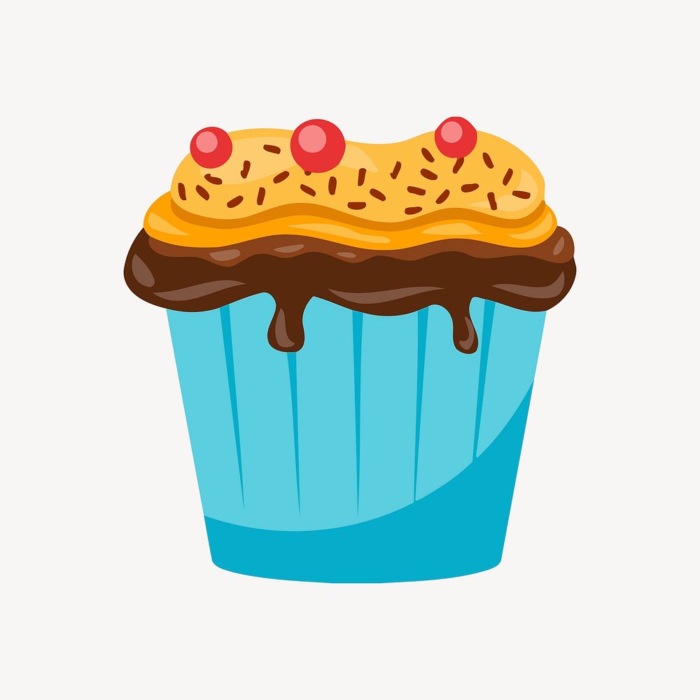 Cupcake illustration. Free public domain CC0 image.