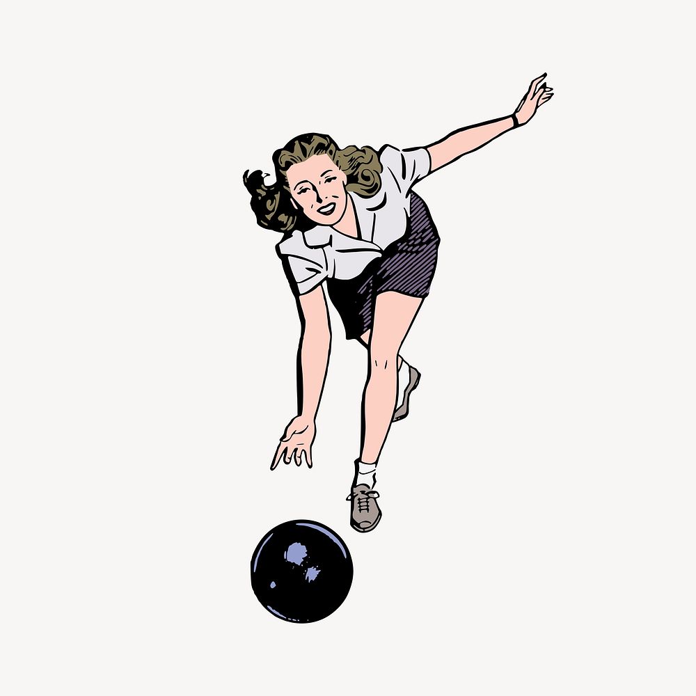 Bowling illustration. Free public domain CC0 image.