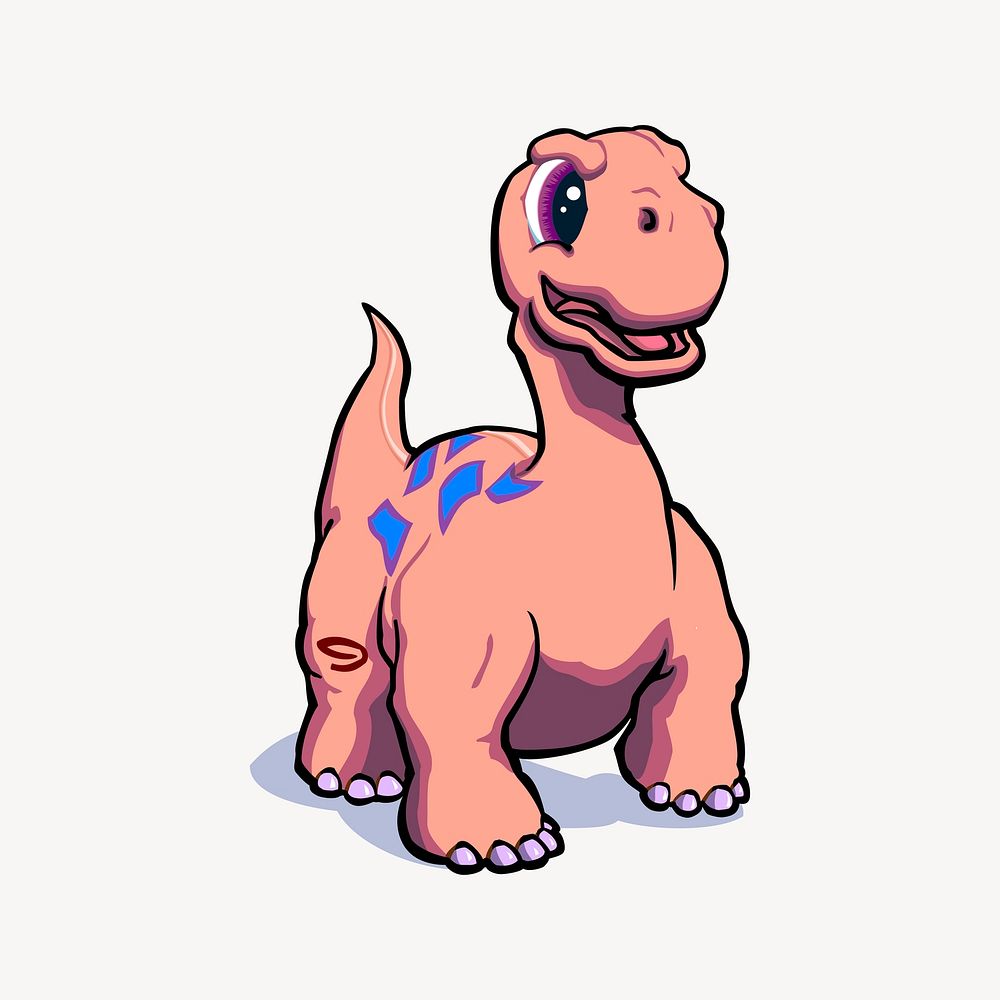 Pink apatosaurus dinosaur illustration. Free public domain CC0 image.