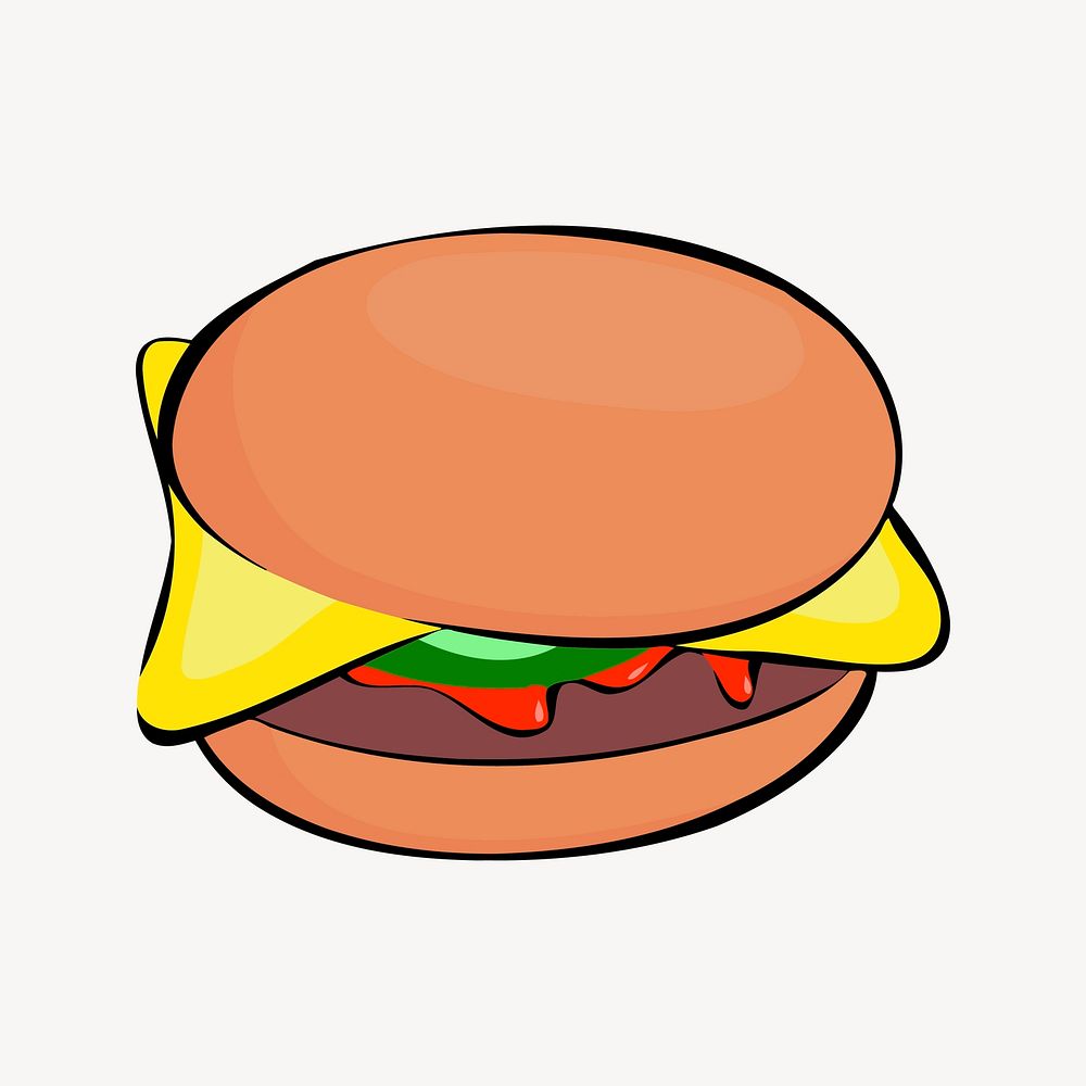 Cheeseburger clipart, fast food illustration vector. Free public domain CC0 image.