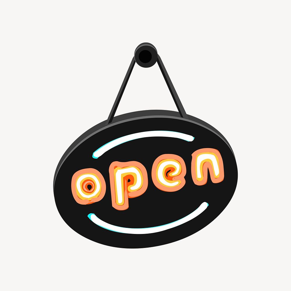 Open shop sign clipart illustration vector. Free public domain CC0 image.