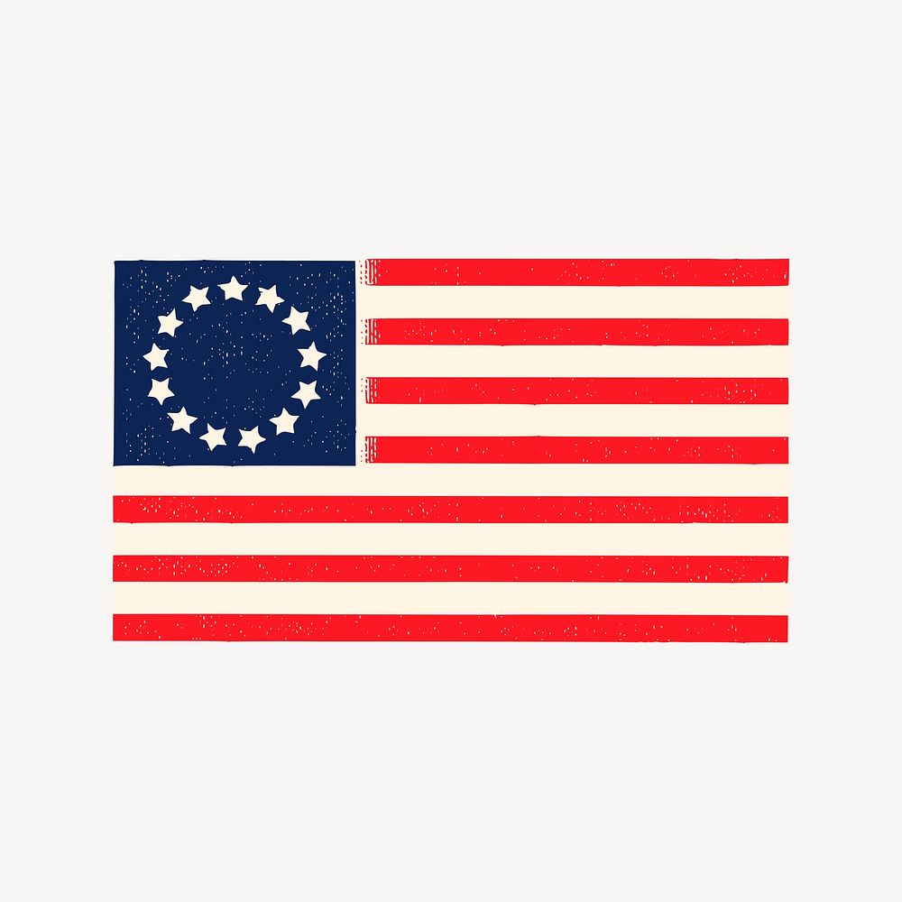 Betsy Ross flag clipart, American illustration vector. Free public domain CC0 image.