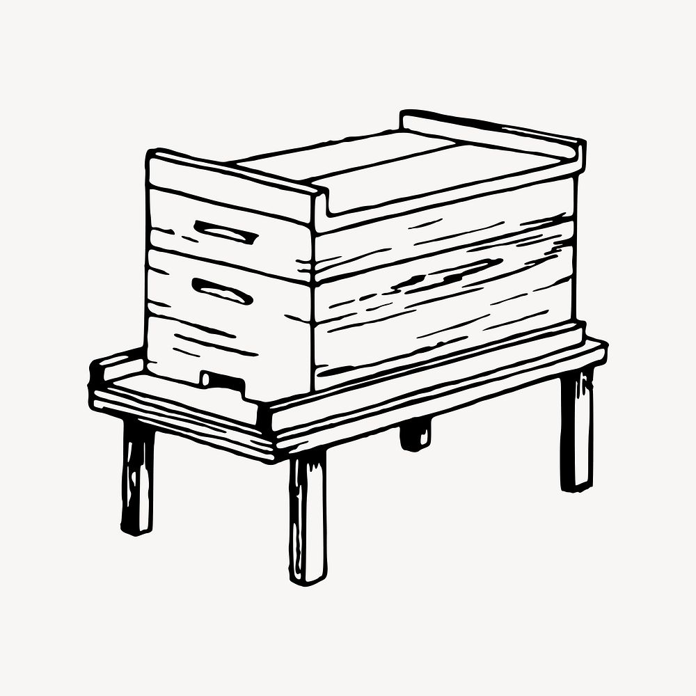 Beehive clipart, apiary illustration vector. Free public domain CC0 image.