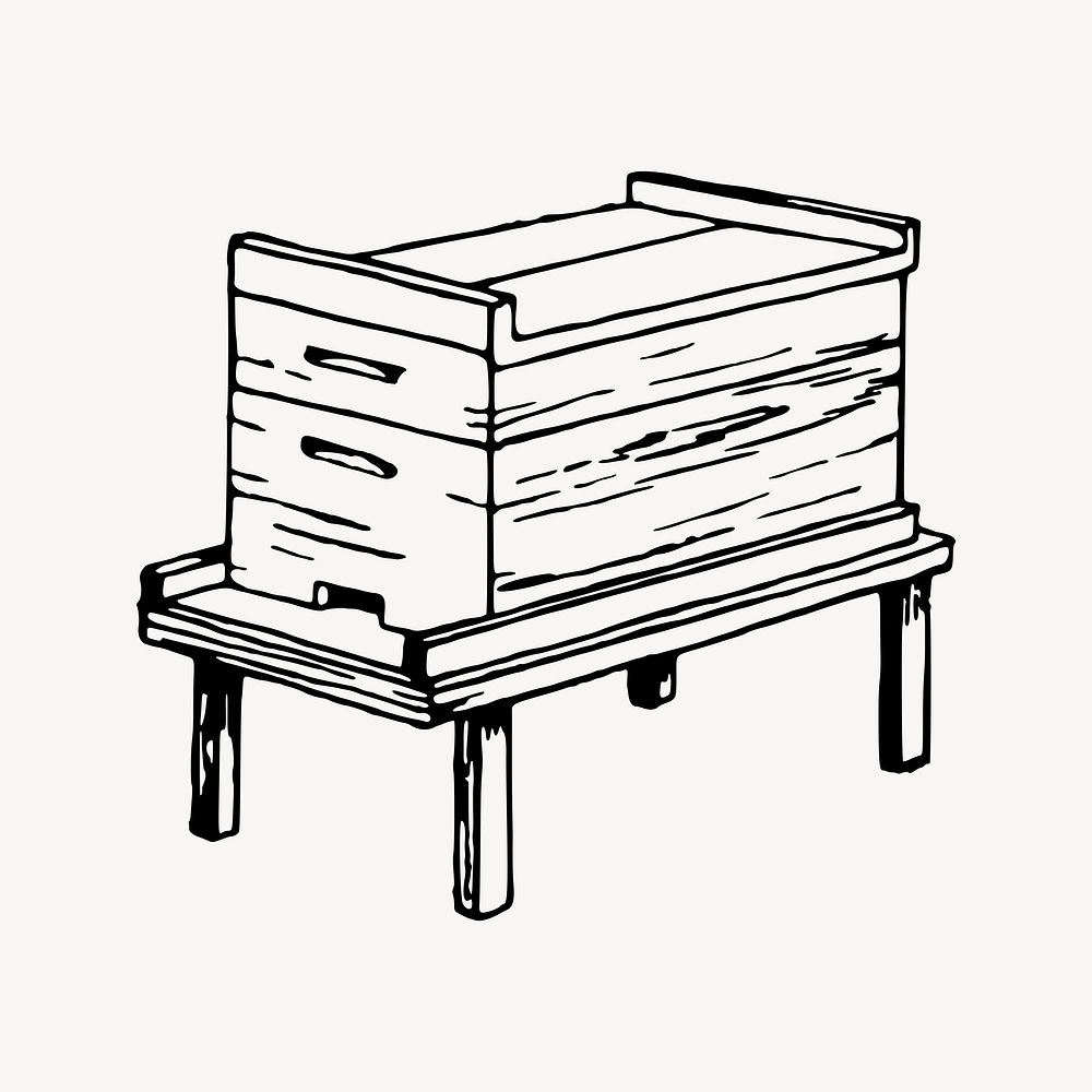 Beehive clipart, apiary illustration psd. Free public domain CC0 image.