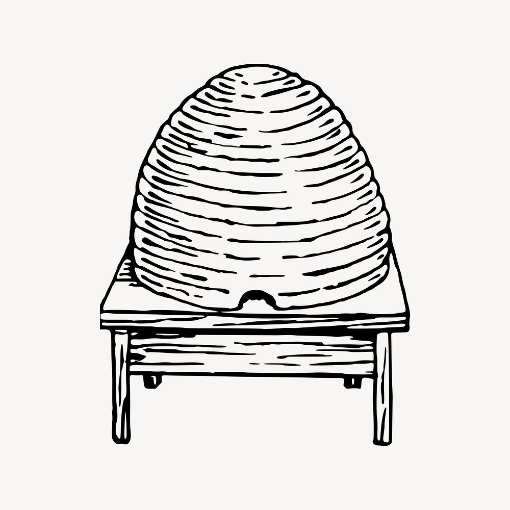 Beehive clipart, apiary illustration vector. Free public domain CC0 image.