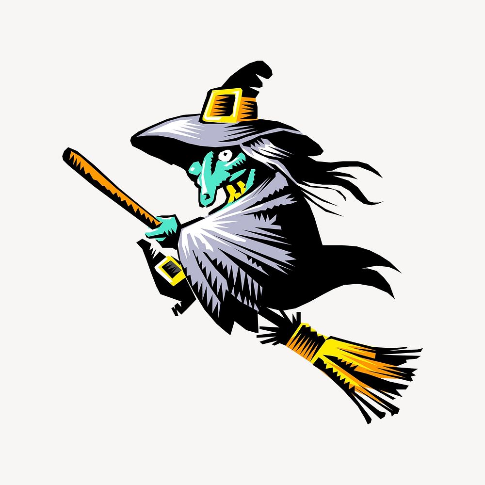 Witch clipart, Halloween illustration vector. Free public domain CC0 image.