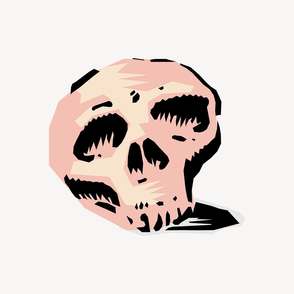 Human skull clipart, Halloween illustration vector. 