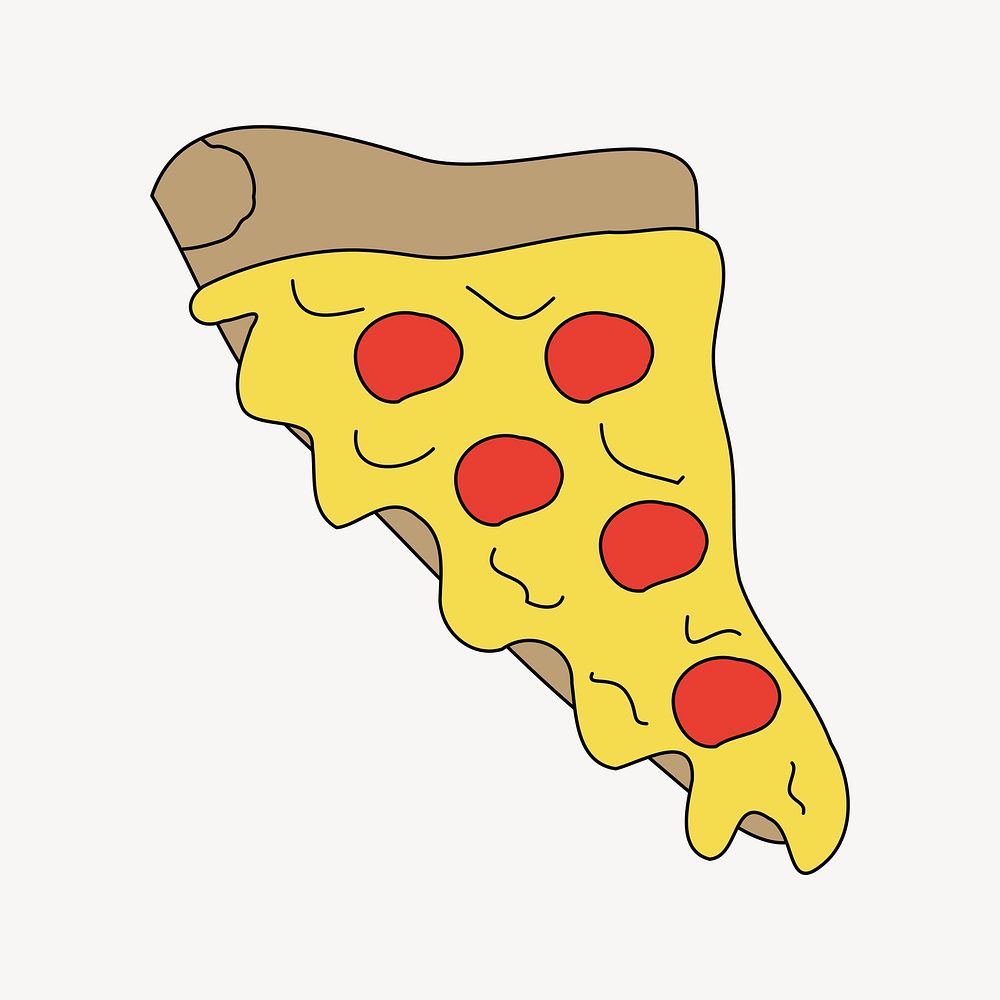 Pepperoni pizza clipart, fast food illustration vector. Free public domain CC0 image.