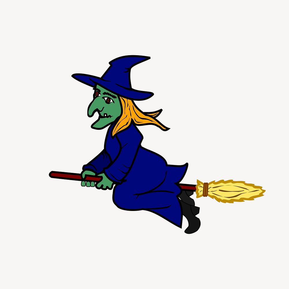 Witch clipart, Halloween illustration psd. Free public domain CC0 image.