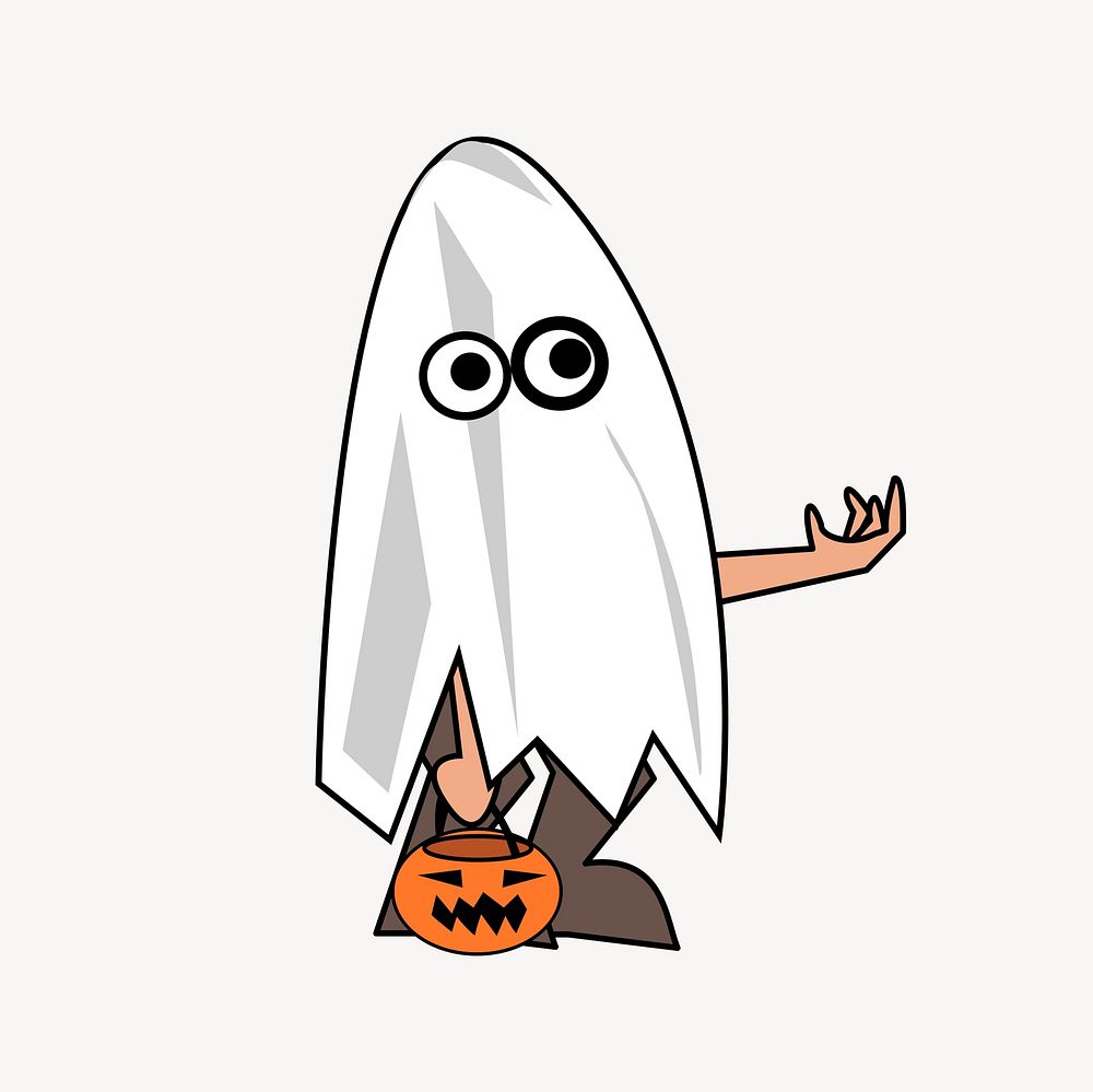 Ghost costume clipart, Halloween illustration vector. Free public domain CC0 image.