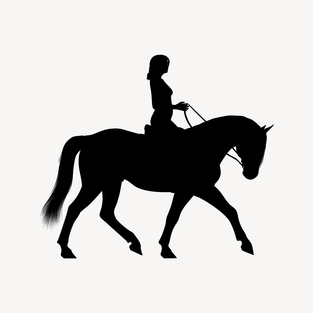 Horseback riding silhouette, livestock illustration. Free public domain CC0 image.