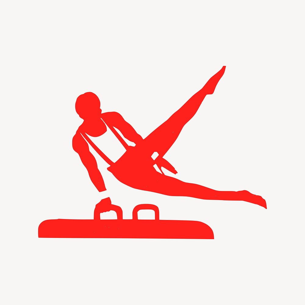 Male gymnast silhouette illustration. Free public domain CC0 image.