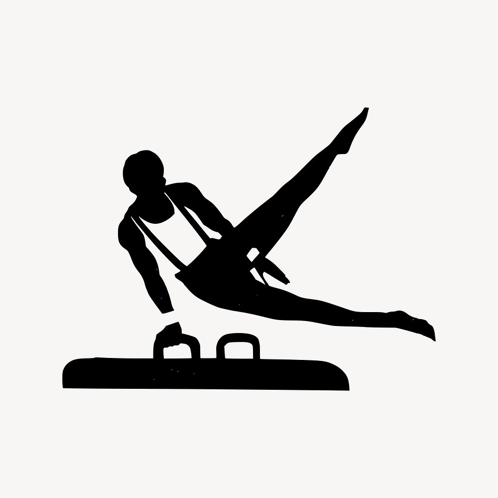 Male gymnast silhouette clipart, cartoon character illustration vector. Free public domain CC0 image.