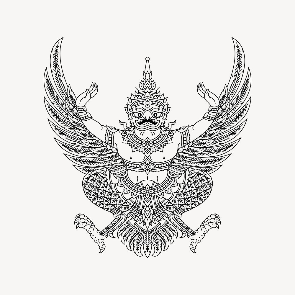 Thai Garuda emblem, Hinduism illustration. Free public domain CC0 image.