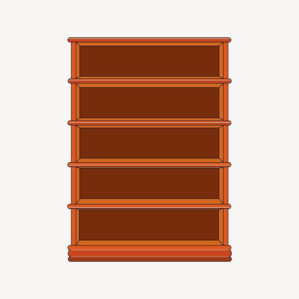 Empty wooden bookshelf, furniture illustration. Free public domain CC0 image.