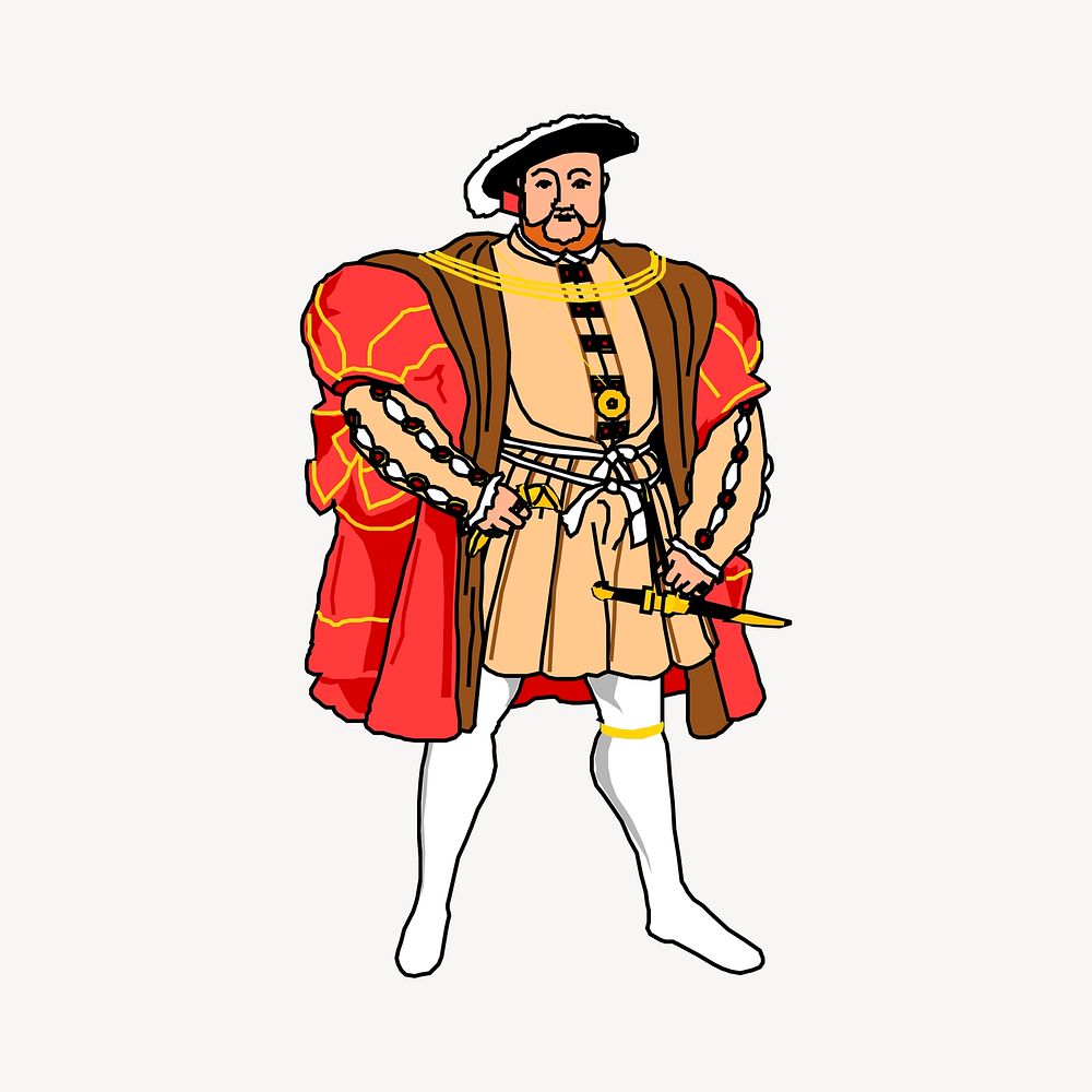 Henry VIII, England king clipart, cartoon character illustration vector. Free public domain CC0 image.