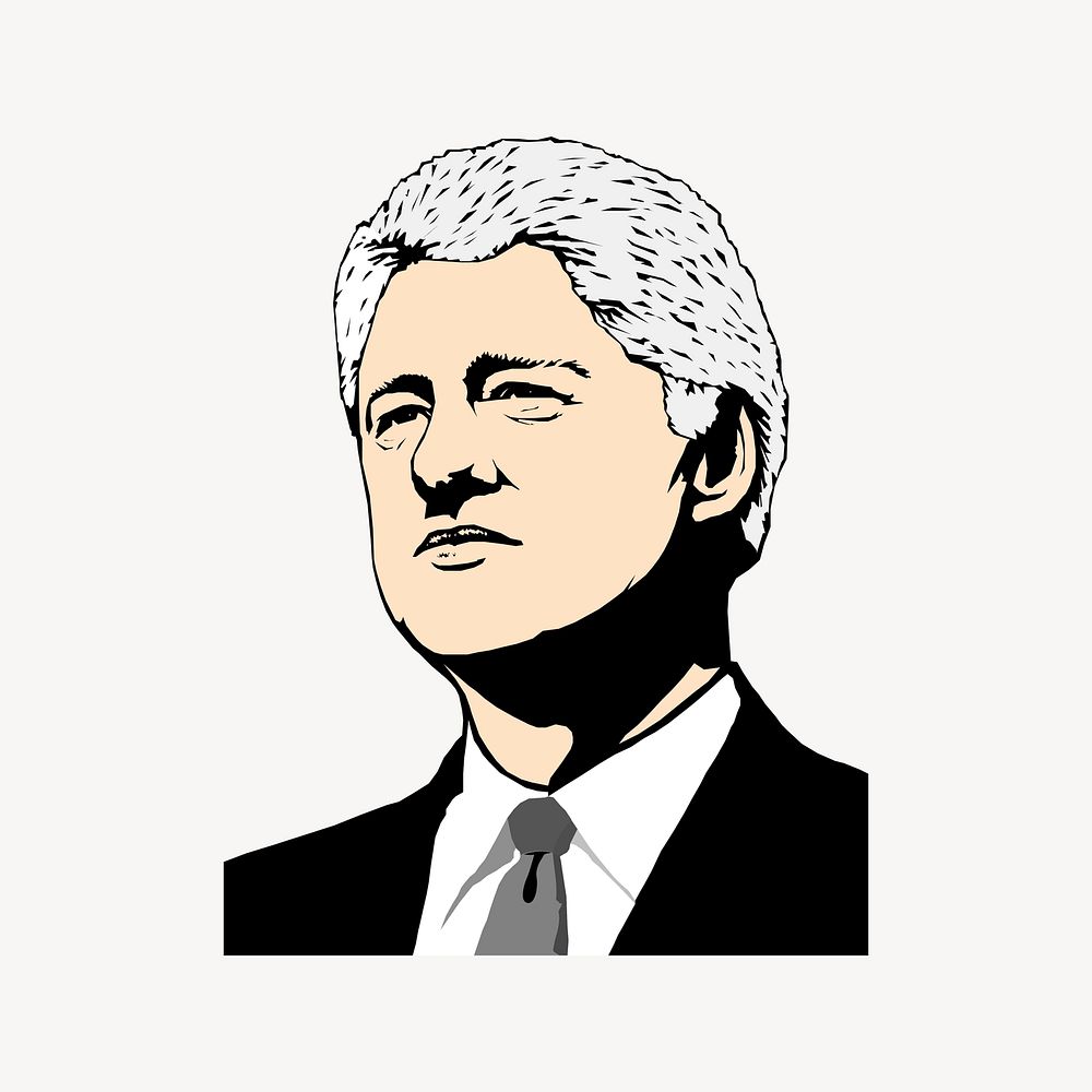 Bill Clinton clipart, US president portrait illustration vector. Free public domain CC0 image.