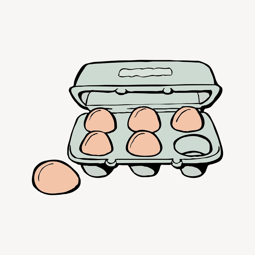 Egg carton clipart, food illustration psd. Free public domain CC0 image.