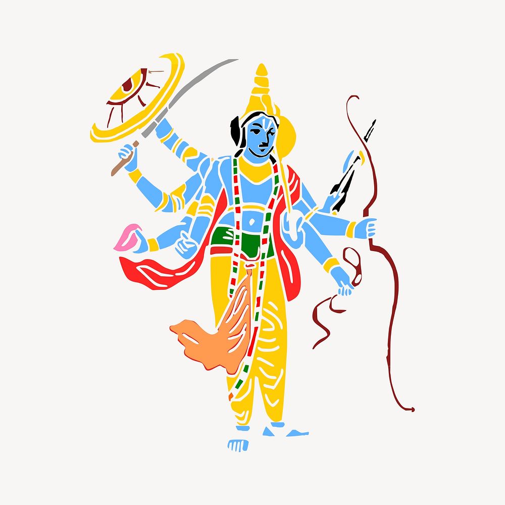 Lord Vishnu clipart, Hindu god illustration vector. Free public domain CC0 image.