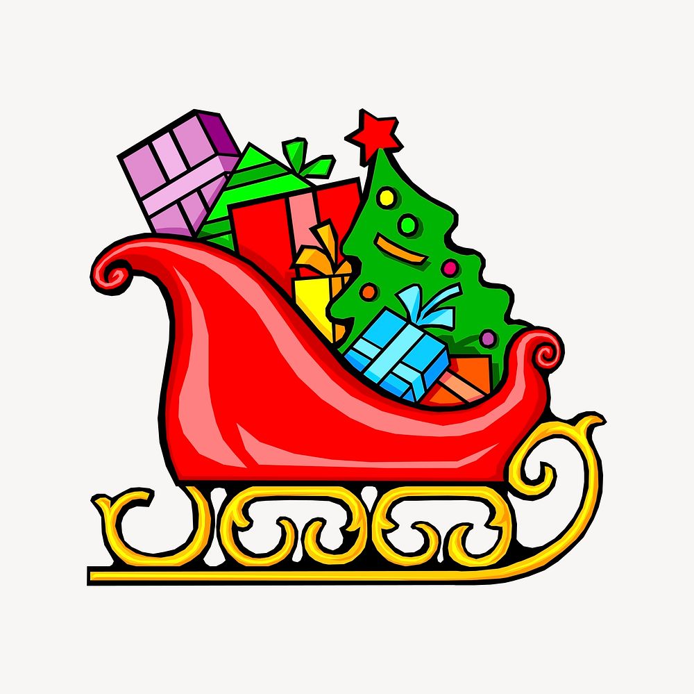 Santa sleigh clipart, Christmas illustration psd. Free public domain CC0 image.