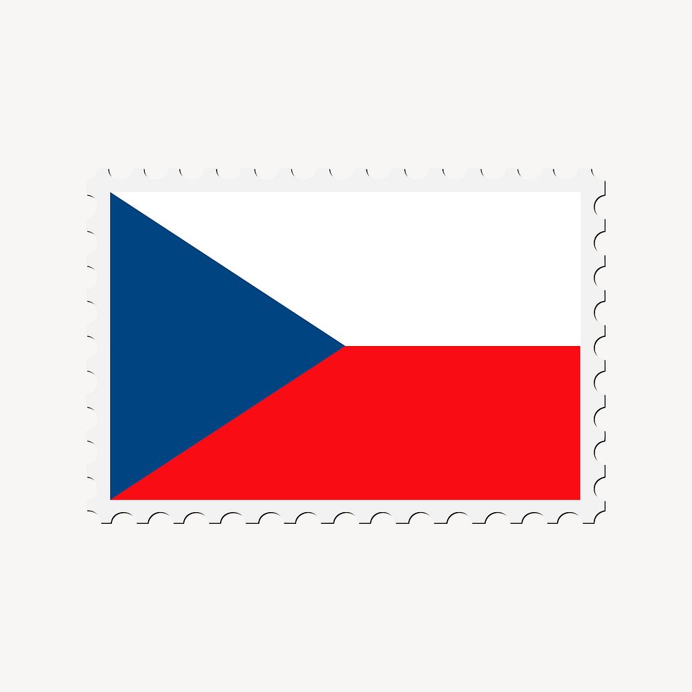Czech Republic flag stamp clipart, patriotic illustration psd. Free public domain CC0 image.