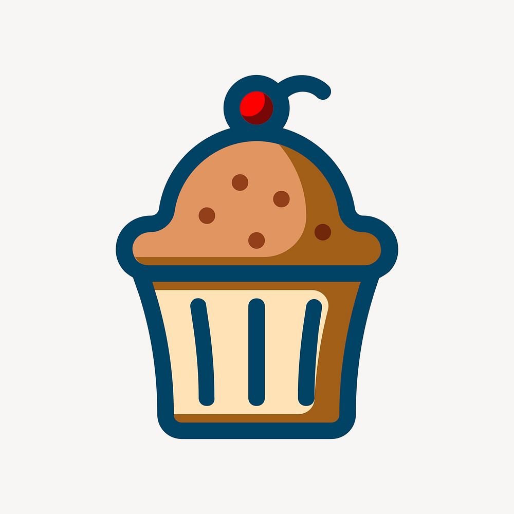 Muffin clipart, dessert illustration psd. Free public domain CC0 image.