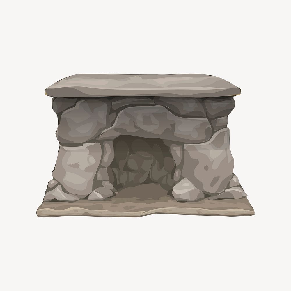 Rock fireplace clipart illustration vector. Free public domain CC0 image.
