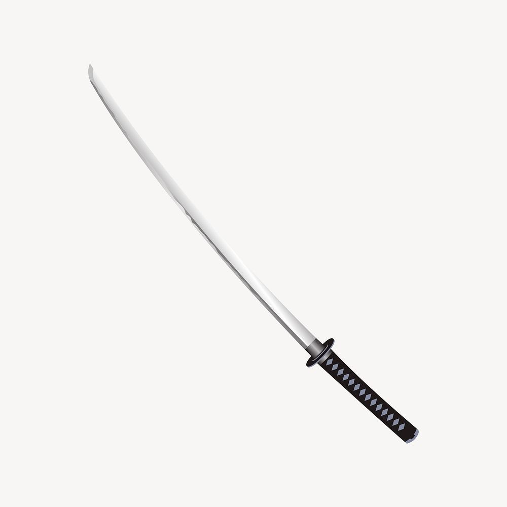 Samurai sword clipart, weapon illustration vector. 