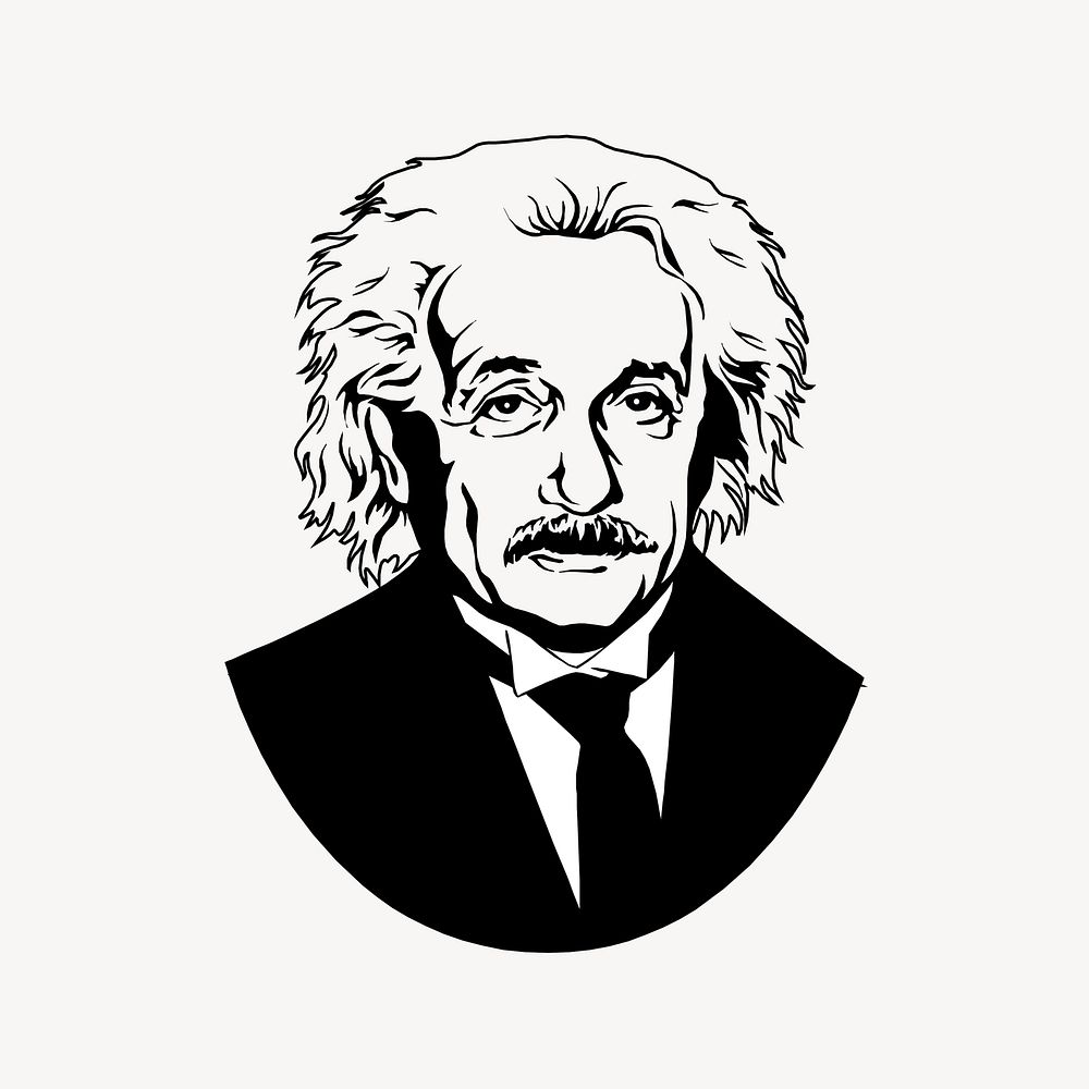 Albert Einstein clipart, physicist portrait illustration vector. Free public domain CC0 image.