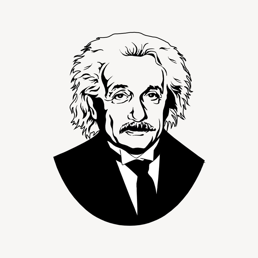 Albert Einstein portrait illustration. Free public domain CC0 image.