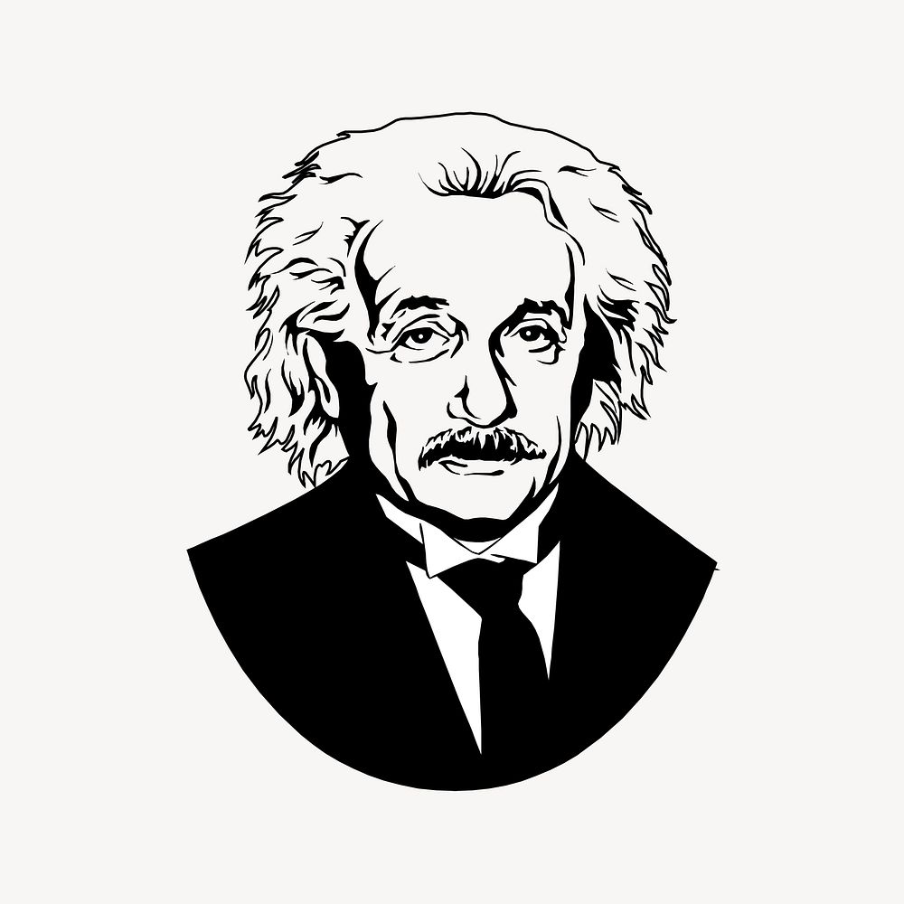Albert Einstein clipart, physicist portrait illustration psd. Free public domain CC0 image.