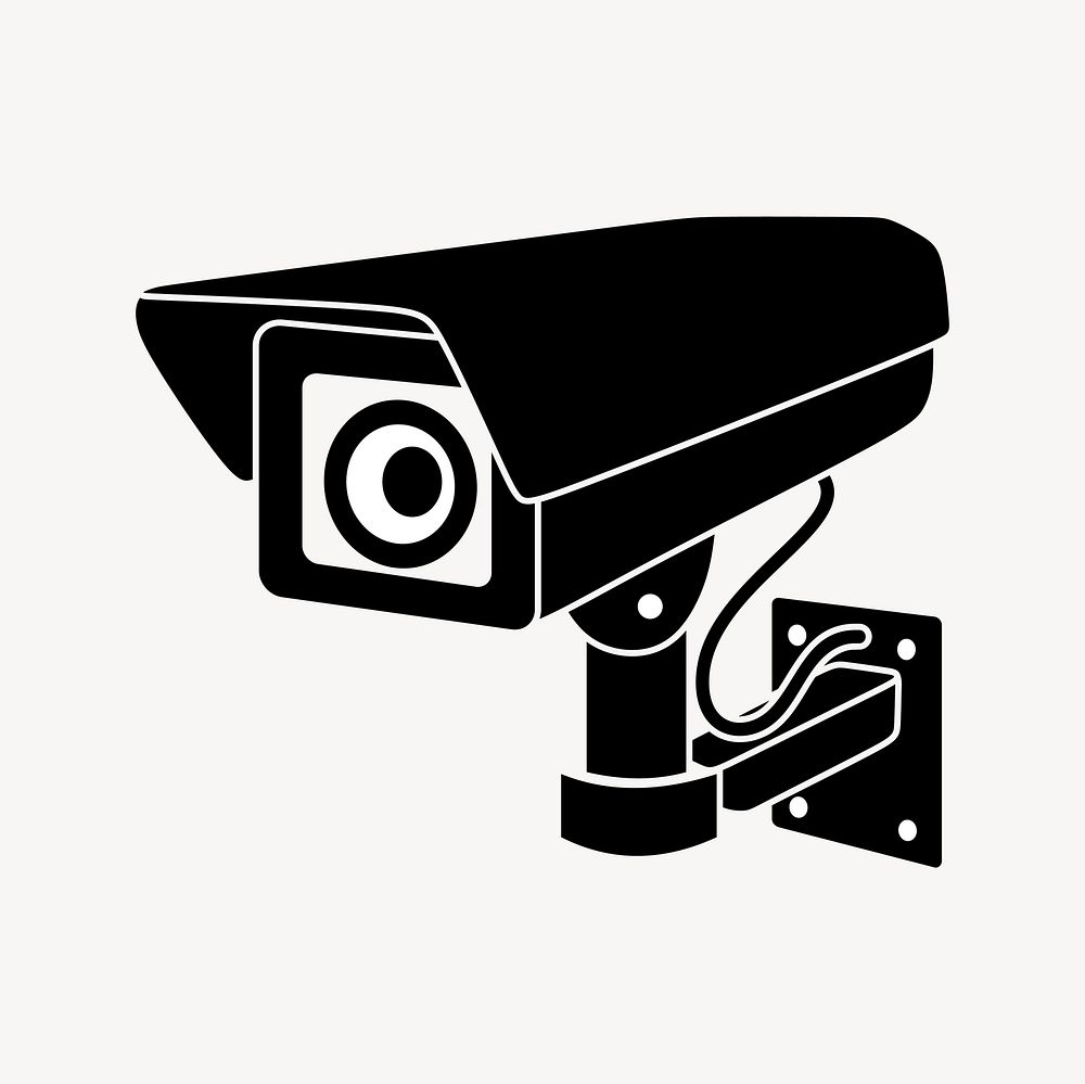CCTV camera silhouette clipart, security illustration vector. Free public domain CC0 image.
