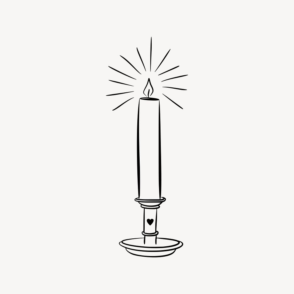 Lit candle clipart, object illustration vector. Free public domain CC0 image.