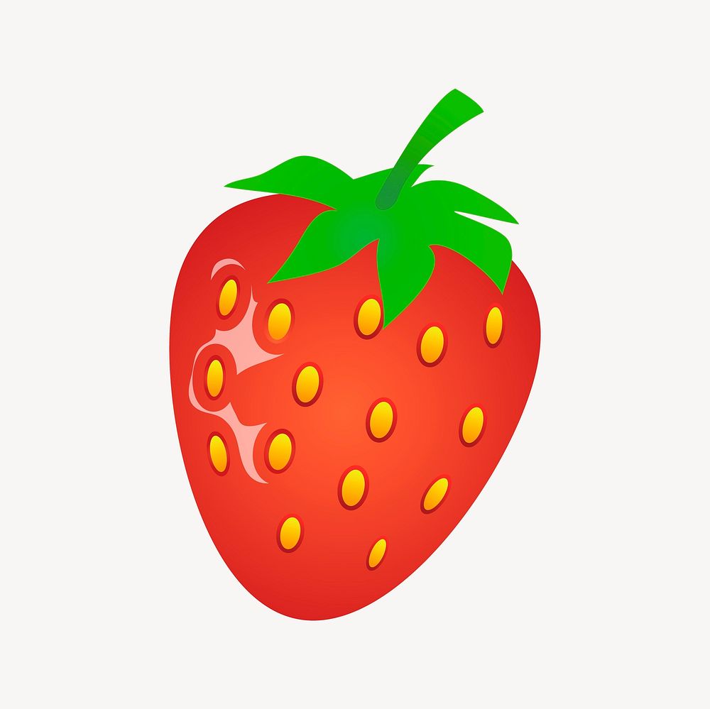 Strawberry clipart, food illustration vector. Free public domain CC0 image.