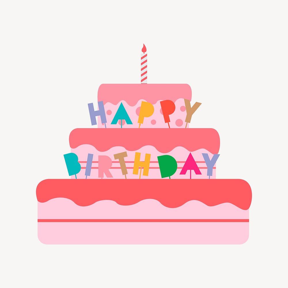 Birthday cake clipart, dessert illustration vector. Free public domain CC0 image.