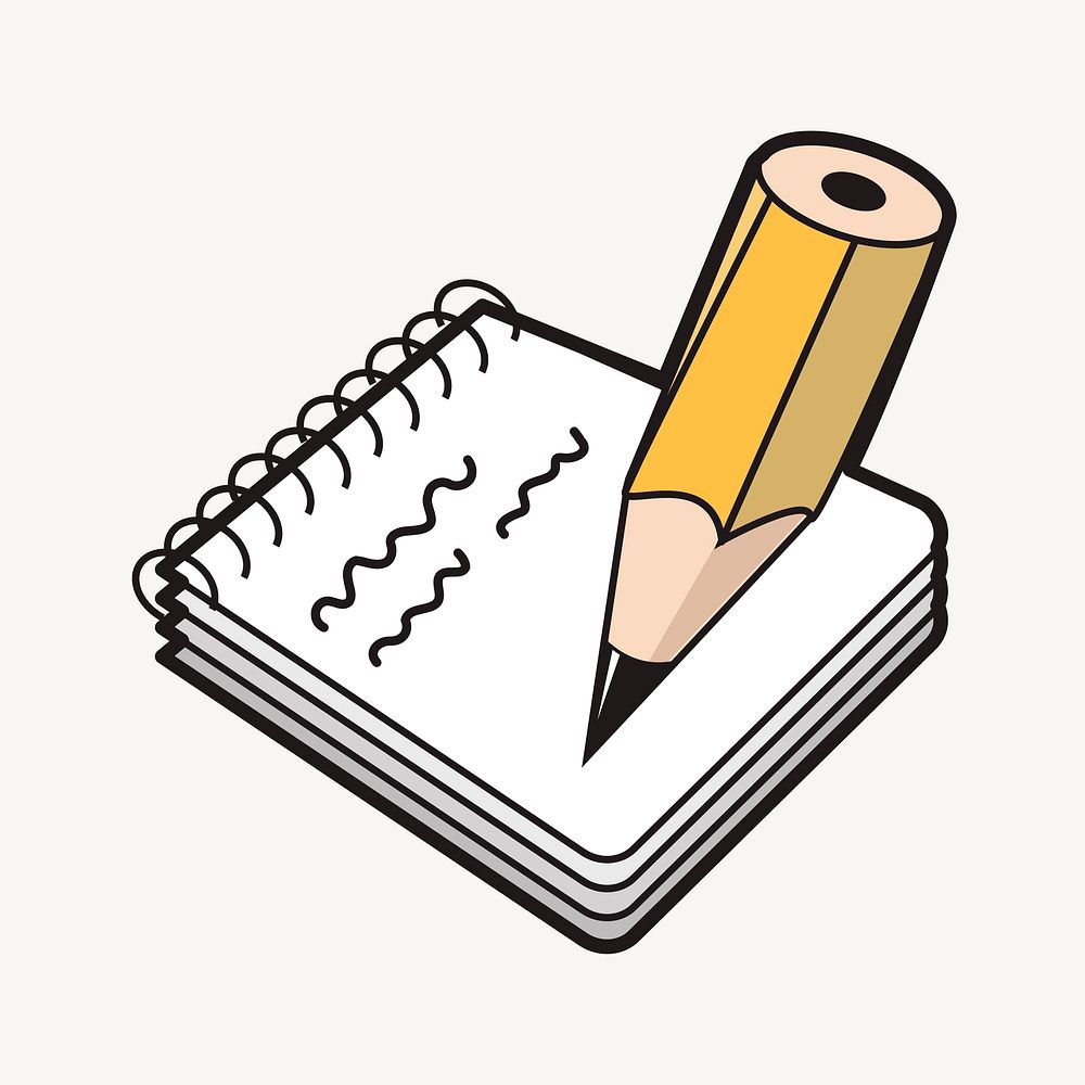 Pencil writing clipart, stationery illustration vector. Free public domain CC0 image.