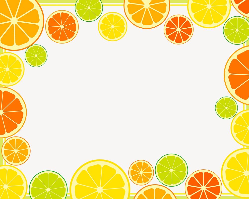 Citrus frame clipart, colorful illustration vector. Free public domain CC0 image.