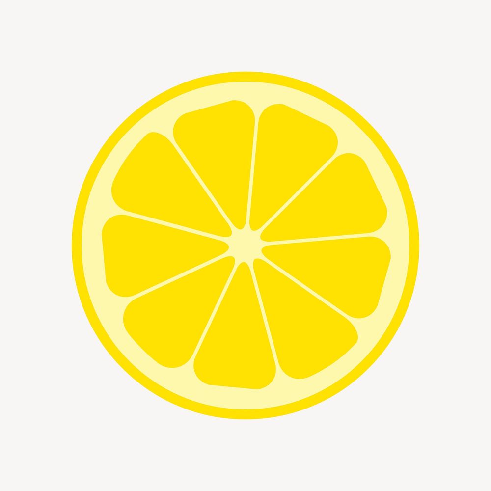 Lemon slice, fruit illustration. Free public domain CC0 image.