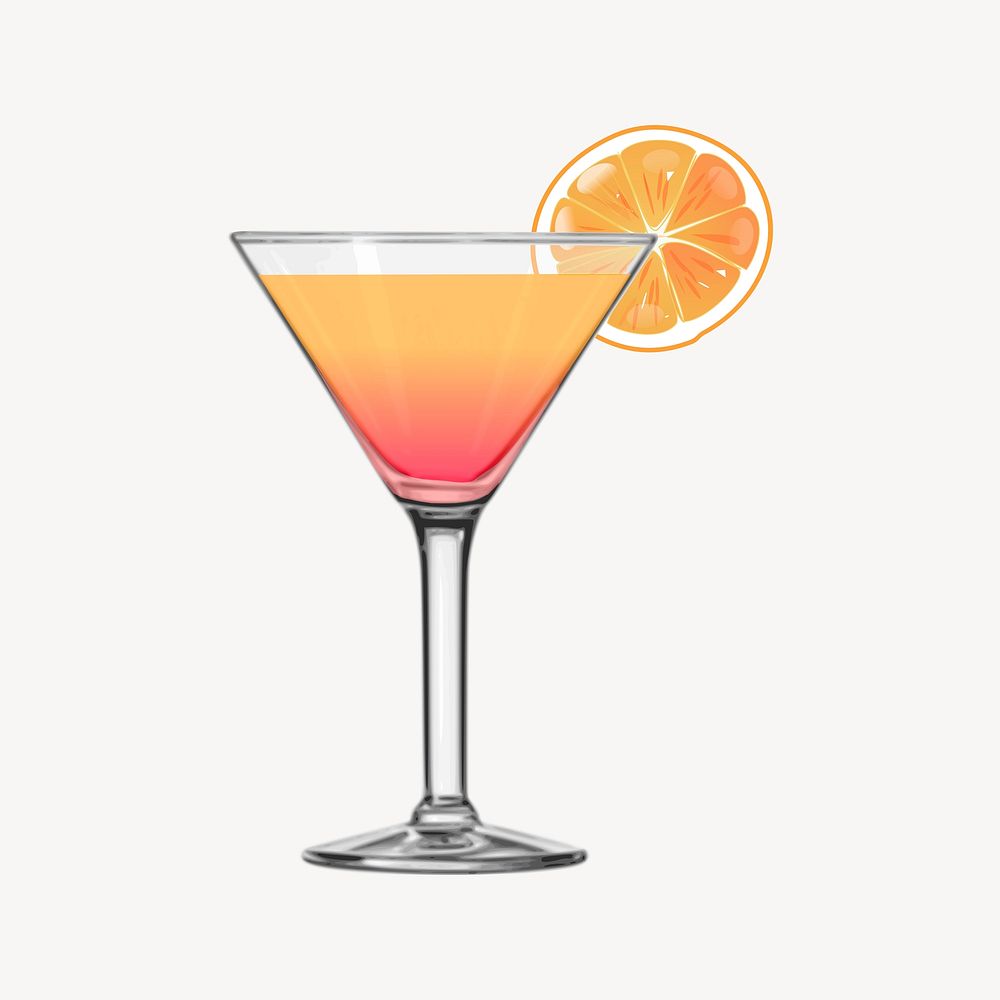 Tequila sunrise clipart, cocktail illustration vector. Free public domain CC0 image.