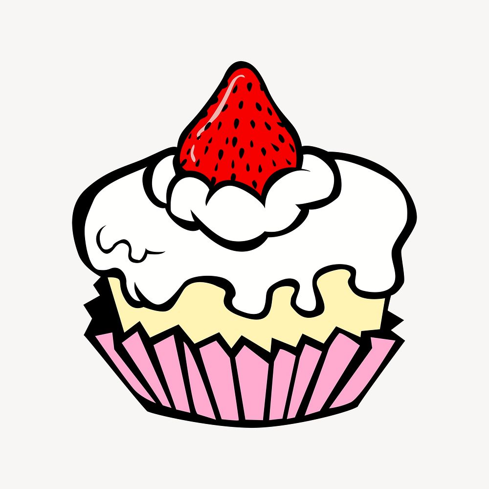 Strawberry shortcake clipart, dessert illustration psd. Free public domain CC0 image.