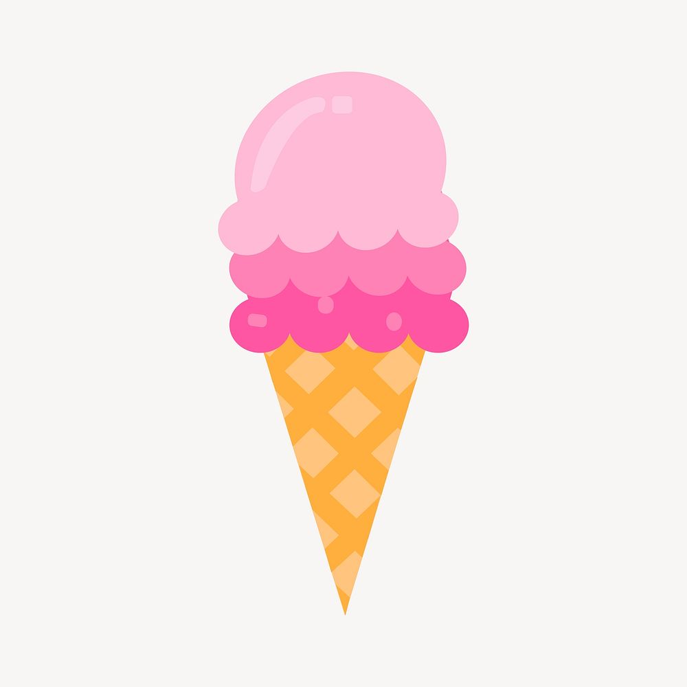 Strawberry ice cream clipart, dessert illustration vector. Free public domain CC0 image.