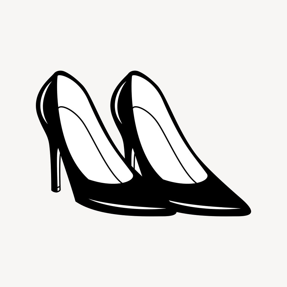 Black high heels clipart, fashion illustration vector. Free public domain CC0 image.