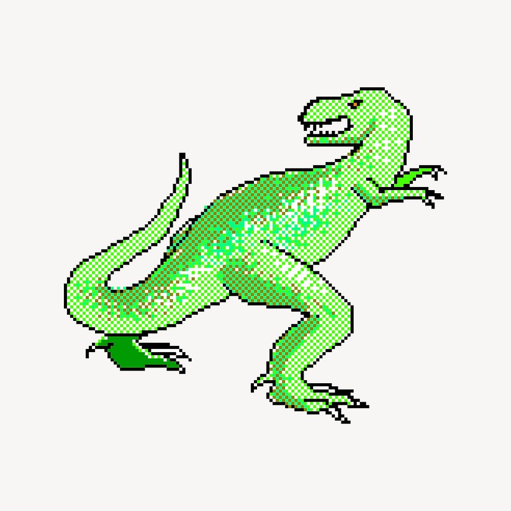 Pixel T-Rex clipart, extinction creature illustration vector. Free public domain CC0 image.