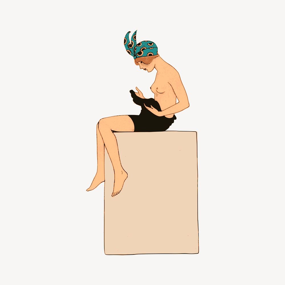 Naked woman clipart, cartoon character illustration vector. Free public domain CC0 image.