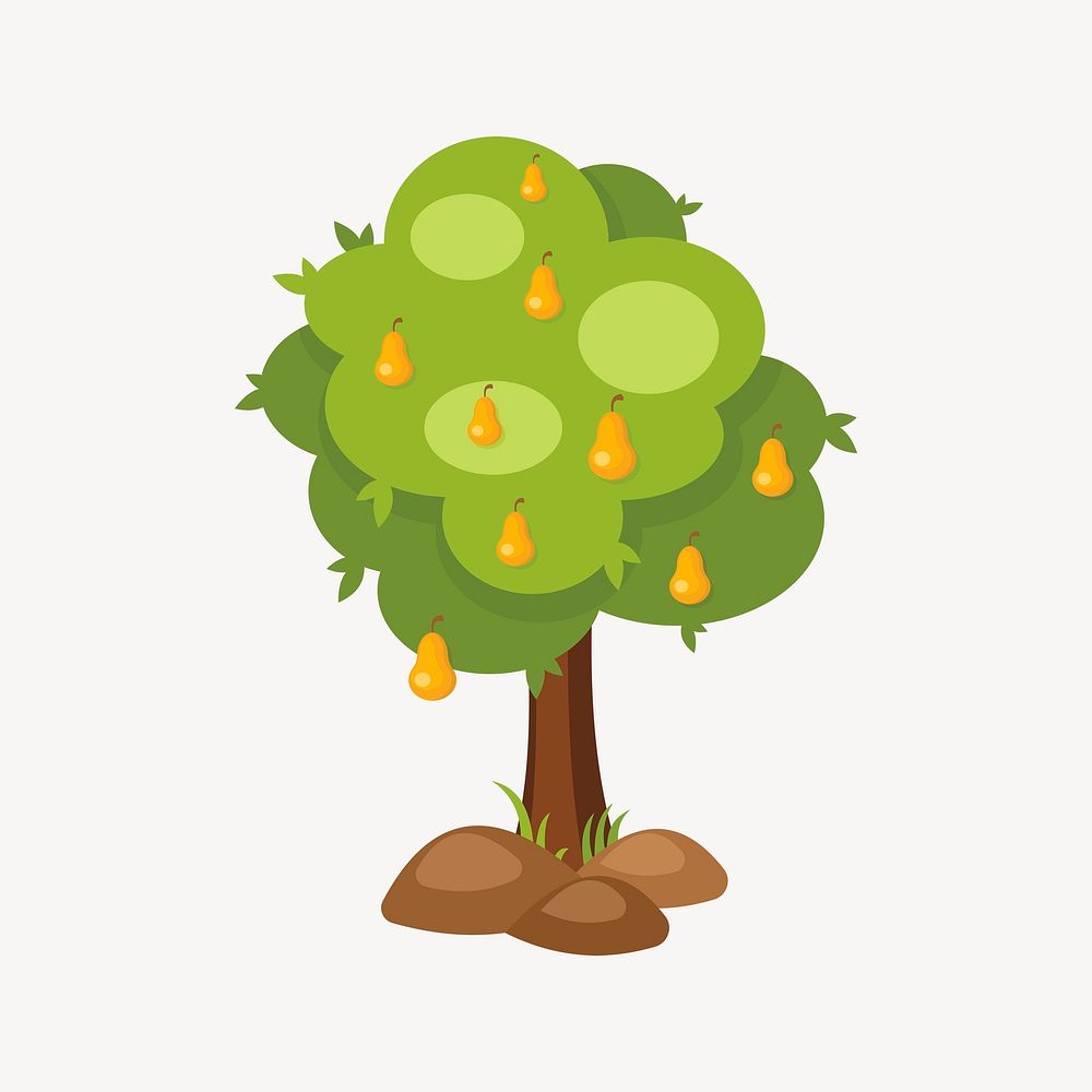 Pear tree clipart, agricultural illustration psd. Free public domain CC0 image.