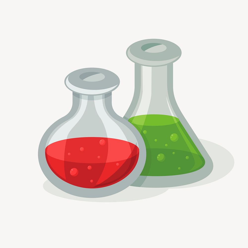 Laboratory flasks, education illustration. Free public domain CC0 image.