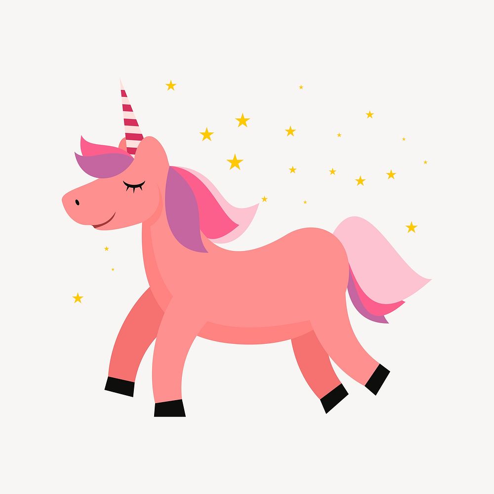 Pink unicorn clipart, mythical creature illustration psd. Free public domain CC0 image.