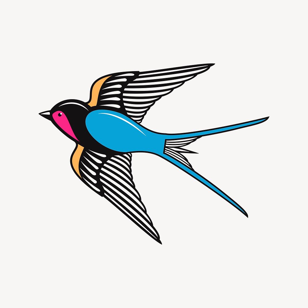 Swallow bird clipart, wild animal illustration vector. Free public domain CC0 image.