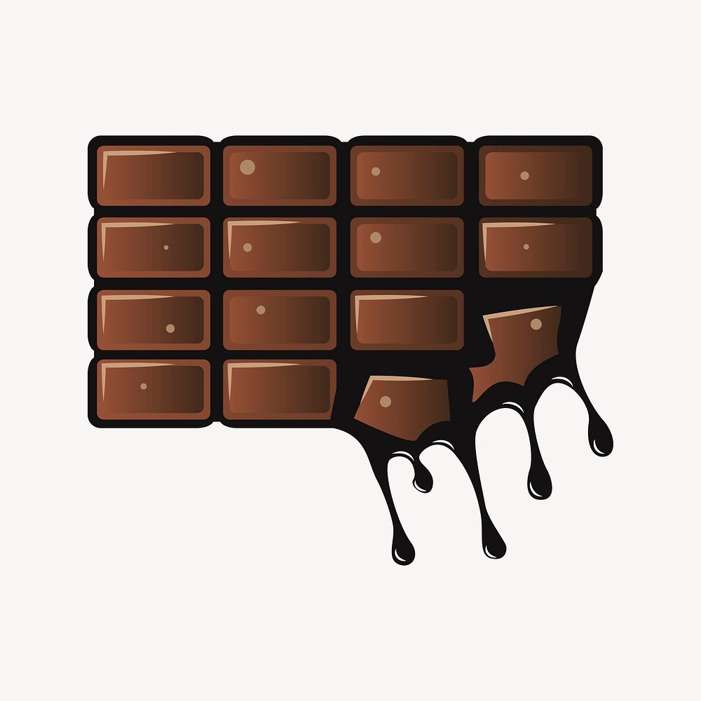 Chocolate bar clipart, food illustration vector. Free public domain CC0 image.